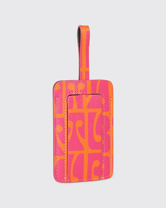 Monogram Luggage Tag Pink and Orange